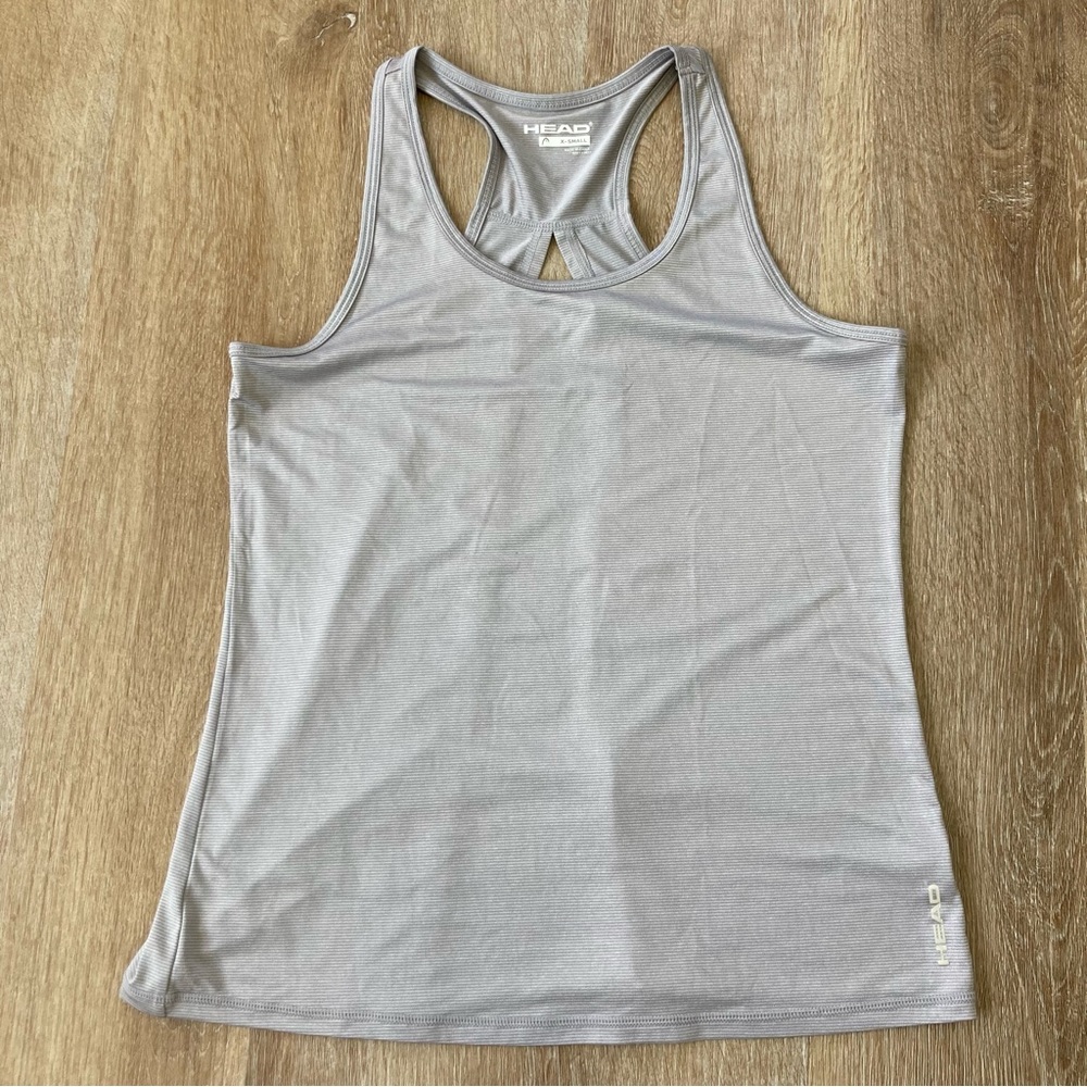 Head women’s XS light grey ribbed open back workout tank